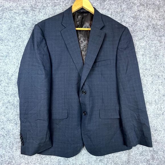 Jos. A. Bank Tailored Fit Sport Coat Mens 44R Blue Plaid Lined Single Breasted